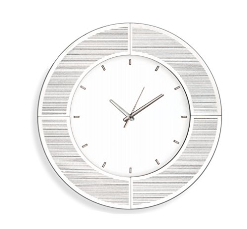 Innova Editions - Reloj de Espejo con Purpurina, Color Blanco, 50 x 50 x 4 cm