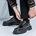 Men's Patent Leather Platform Dress Shoes Classic Round Toe Thick Lug Sole Lace Up Oxfords Comfort Block Heel Derby Business Casual Shoes (Black & White,8)