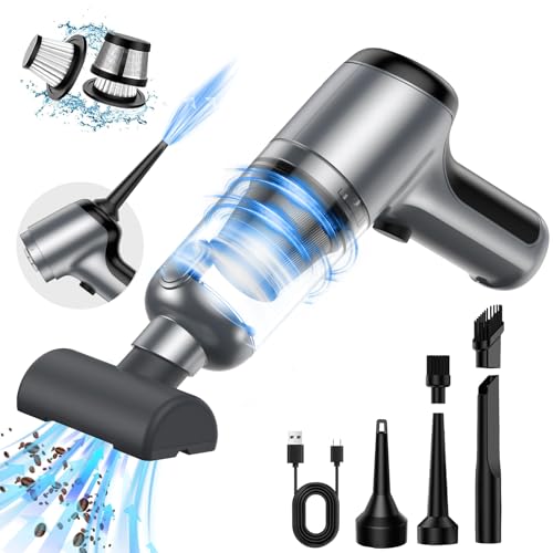 Mini Cordless Handheld Car Vacuum Cleaner/Air Blower, 18000PA Strong Suction, Rechargeable Dust Buster/Hand Pump with Brushless Motor, Low Noise One-Click Dust Removal for Car Home Office Cleaning
