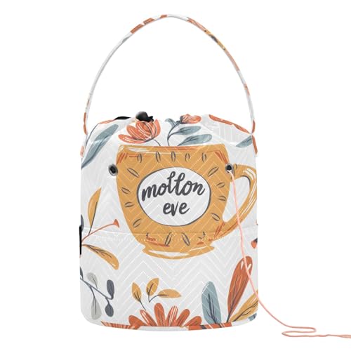 Yarn Storage Bag Small Crochet Bag Knitting Bag Organizer Cup Flowers Yarn Bags for Crocheting Basket