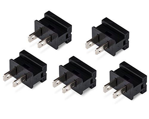 HLO Lighting Male Black Slip Plug for SPT-1 Zip Cord | Vampire Plug for Christmas Lights | 5 Pack