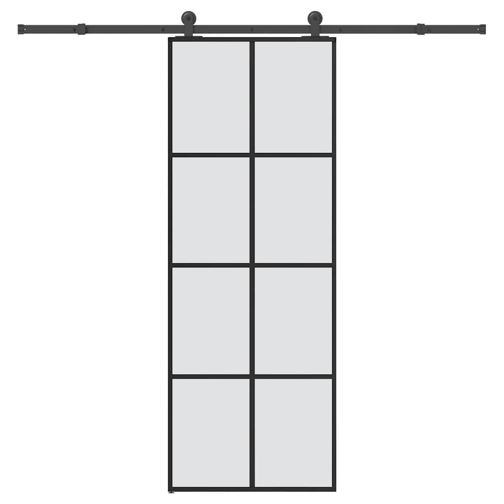 Puerta corredera 76 x 205 cm vidrio templado y aluminio, color