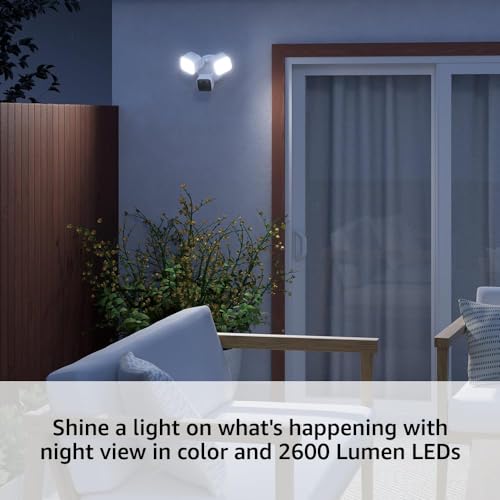 Image of Blink Wired Floodlight Camera With 1-Year Plus plan - Smart security camera, 2600 lumens, HD live view, person detection, built-in siren, Works with Alexa - 1 camera (White)
