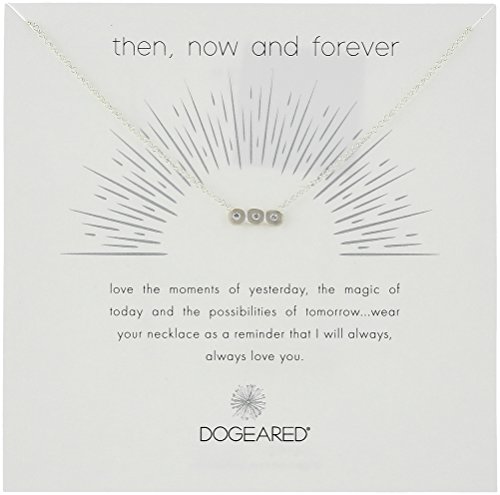 Dogeared Then, Now And Forever, Small Bar With 3 Crystal Silver Chain Necklace, 16"+2.75" Extender #TOP24