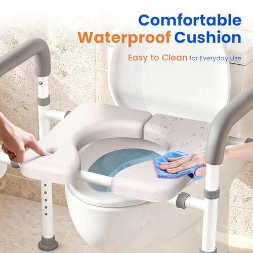 Image of Raised Toilet Seat with Handles, Width & Height Adjustable