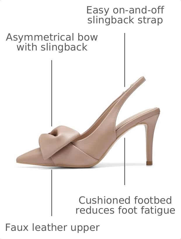 Image of Women's Bow-Detail Slingback Pumps Pointed Toe Stiletto Heels