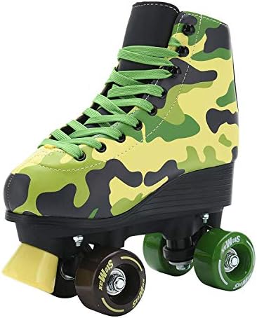 Stemax Quad Roller Skates for Boys, Girls and Women – Camo Skates – Size 2.5 Youth to 7.5 Men – Outdoor/Indoor & Rink Skating – Adjustable Lace System