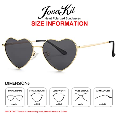 Jovakit Polarized Heart Sunglasses For Women Fashion Lovely Style Metal Frame Uv400 Protection Lens (Gold/Grey) #TOP2