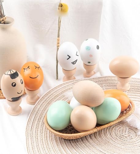 8 Stk Holz Eier,Künstliche gefälschte Eier,Falsche Eier aus Holz, um Hennen Anzuregen, Künstliche Holzeier Helfen Beim Legen, Fördern das Legen Oder Verhindern das Essen von Eiern (gelbe+weiß)