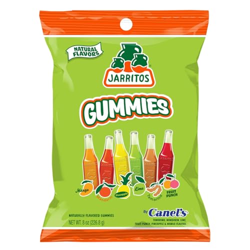 Jarritos Gummies Candy – Single 8oz Bag of Sweet Mexican Gummy Candies with Mixed Natural Flavors – 6 Fruity Flavors – Sweet & Chewy Vegan Gummy Snack Treats (Fruity)