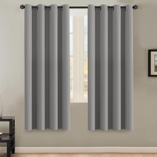 H.VERSAILTEX Insulated Thermal Blackout 72-Inch Long Grey Curtain Panels Pair