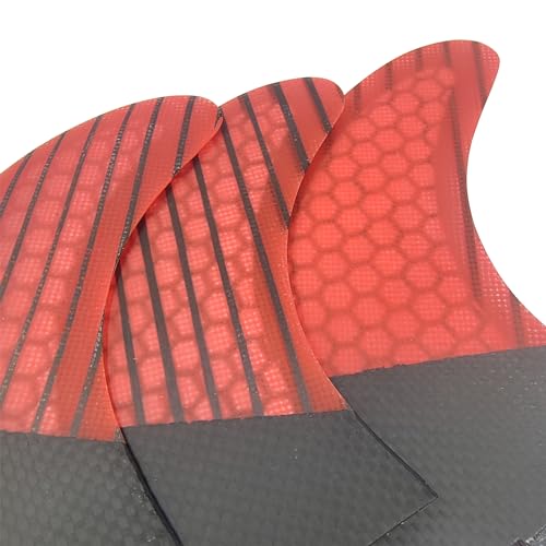 UPSURF Surfboard Tri Fin Double Tabs Fins Carbon S/M Size Thruster Set (Red G5) - Thumbnail 5