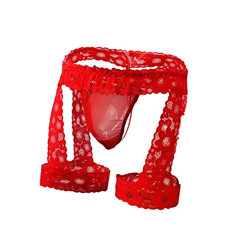 Creamlin Sexy Lace Thong Bikini Sissy Briefs Dessous für Herren (rot)