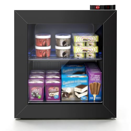 Congelador vertical compacto con estante retráctil, para el hogar, cocina, oficina, 7 ajustes de temperatura de -80 °F a -23°C, para hielo/carne/azul marino