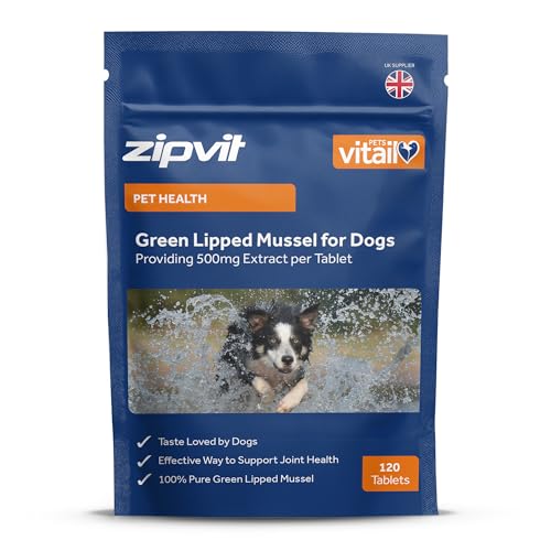 Zipvit Green Lipped Mussel for Dogs Pouch, 500mg. 120 Tablets. Formulated for Your Dogs Health and Vitality.