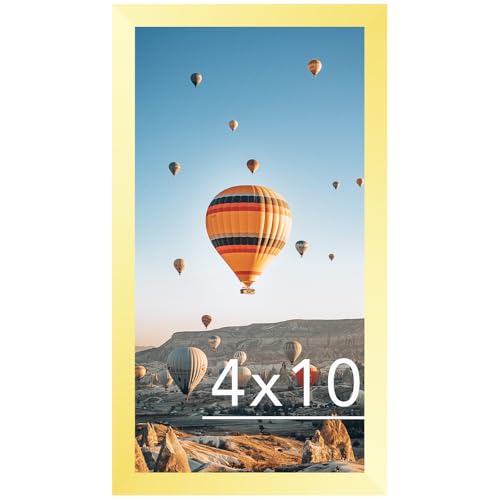 Image of JCJMY 4x10 Picture Frame Gold for Wall Hanging or Tabletop, Wall Mounting Horizontally or Vertically, 4 x 10 Wall Gallery Poster Photo Frame with Shatter Resistant Plexiglass, Gold