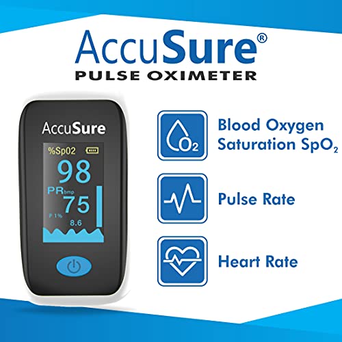 Image of AccuSure YK011 Fingertip pulse oximeter with OLED Display, Audio Visual Alarm measures Blood Oxygen Saturation and Pulse Rate Monitor, Multicolor