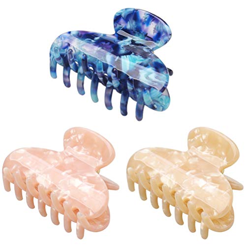 3 Pcs Claw Hair Clips for Women, 2.2 Inch Small Size Tortoise Barrettes Acrylic Hair Jaw Clips Clamp for Thin Hair ( Assorted Color)