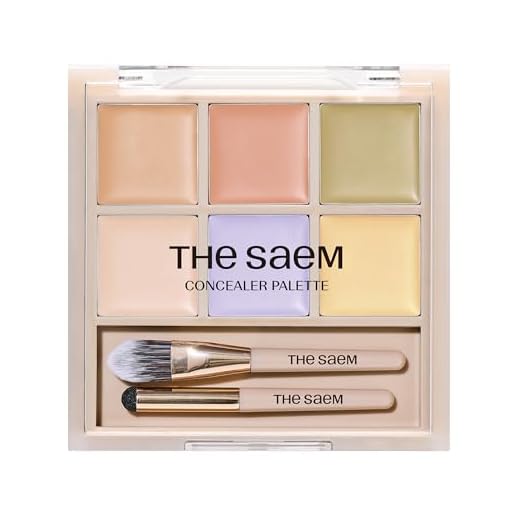 THESAEM Cover Perfection Concealer Palette - 01 Cover and Correct for Medium Skin Tones 20-23 - 6-Color Multi Concealer Palette with Dual Brush - Korean Makeup for Blemishes, Dark Circles & Redness