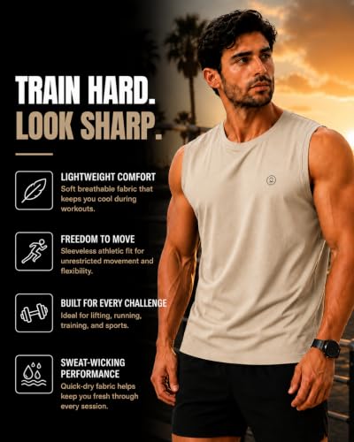 Image of CHKOKKO Sleeveless T Shirts Gym Vest for Men Workout Premium Cotton Blend