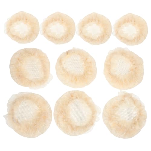 minkissy 10個 ヘアネットバッグ 穀物ヘアネットワーク 染毛剤の首輪 ダンスパン用ヘアネット 女の子のためのメイクア ヘッドバンド サークルヘアネットワーク ヘアベルト Beige 布