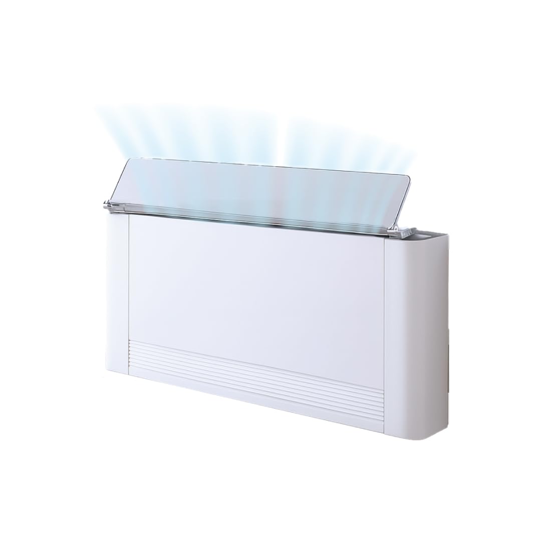 DEFENDER DEFLETTORE TRASPARENTE PER CLIMATIZZATORI FAN COIL IN POLICARBONATO CON PALETTA ORIENTABILE 0-90 GRADI, BARRIERA PROTETTIVA CONTRO CORRENTI D'ARIA DIRETTE, 88X15X5 CM