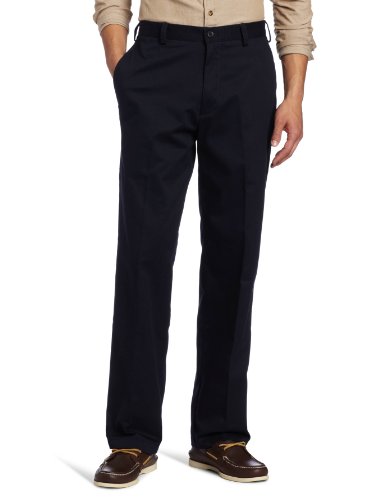 IZOD Men's American Chino Flat Front Classic FIT Pant, Navy, 35W x 32L