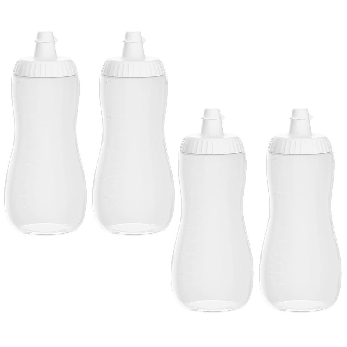 Bafnsiji 4PCS Clear Squeeze Sauce Bottle, Plastic Condiment Dispenser with Cover