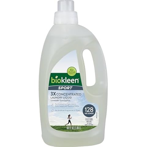 Biokleen Sport Laundry Detergent – 128 HE Loads - Liquid, Concentrated, Eco-Friendly, Non-Toxic, Plant-Based, No Artificial Fragrance, Colors or Preservatives, Sports Cover