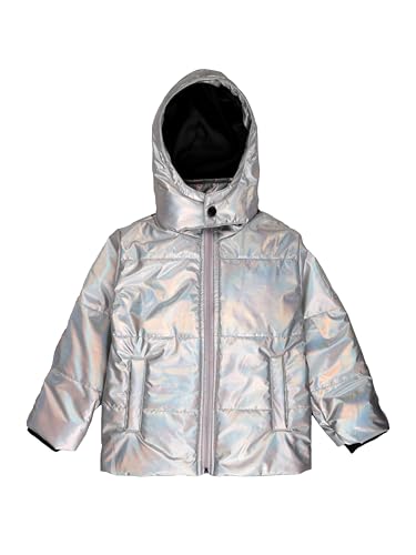 Image of KiddoPanti Girls Hooded Puffer Jacket with Front Zip & Pockets