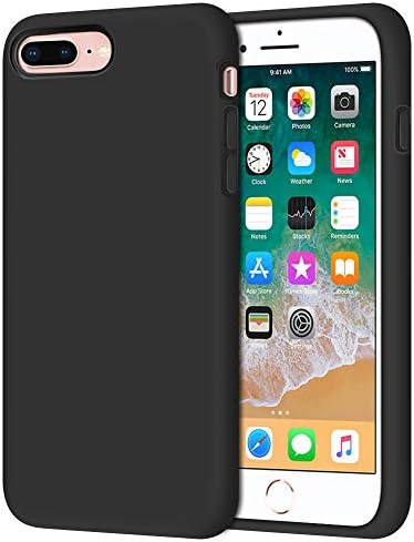 Anuck iPhone 8 Plus Case, iPhone 7 Plus Case, Soft Silicone Gel Rubber Bumper Case Microfiber Lining Hard Shell Shockproof Full-Body Protective Case Cover for iPhone 7 Plus /8 Plus 5.5" - T Black