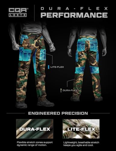 Image of CQR Men's Flex Ripstop Tactical Pants, Water Resistant Stretch Cargo Pants, Lightweight EDC Hiking Work Pants