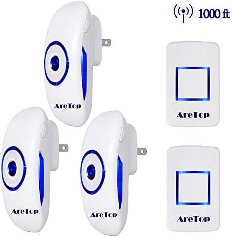 Wireless Doorbell Kit with 2 Buttons and 3 Plug-in Receivers Waterproof Operating at over 1000-feet Rangewith 36 Chimes, 4 Volume Levels Loud Enough for Elderly, No Batteries Required for Receiver