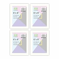 (Pack Of 4) - 6 x 8 Inch White Styrene Photo Frame (15 x 20cm) Lightweight Modern Picture Frame for Wall & Tabletop Display, Minimal Poster Art Photo Frame for Home, Office, Gallery & Gifts.