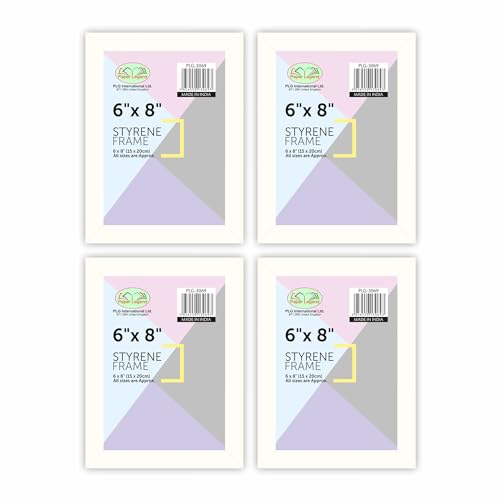 Image of (Pack Of 4) - 6 x 8 Inch White Styrene Photo Frame (15 x 20cm) Lightweight Modern Picture Frame for Wall & Tabletop Display, Minimal Poster Art Photo Frame for Home, Office, Gallery & Gifts.