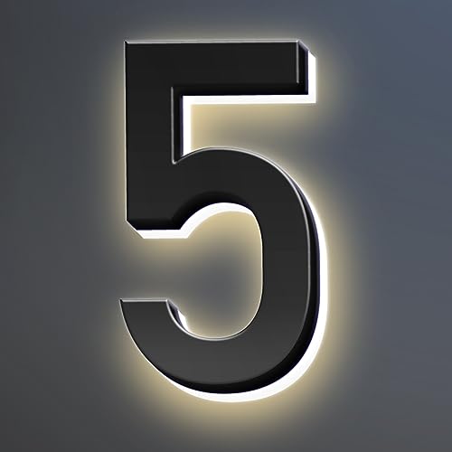 Numeri Civici, Numeri Civici Retroilluminati A LED, Numeri Civici Moderni Illuminati, Numeri Civici Illuminati Per Esterno.,5