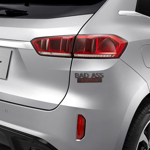 Image of Car Bad Ass Edition Emblem, 3D Fender Badge Auto Sticker with 3M Adhesive, Vehicle Exterior Decal Accessories for Tailgate Front Grille Hood Trunk, Universal for RV, SUV, Truck (Black /Red)
