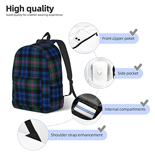 Grand sac à dos décontracté pour ordinateur portable à carreaux rayés - 5