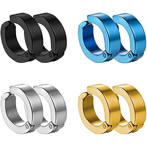 Zeayebsr 8 Pieces Non-piercing Earrings Ear Clip Fake Ear Hoops for Men and Women inless Steel 4 Colors Cover