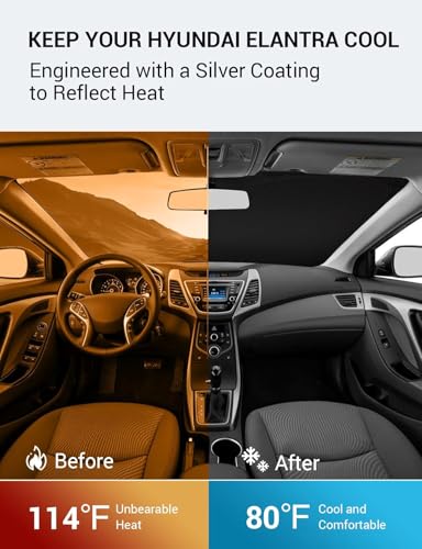 Image of Proadsy 2026 Upgrade Front Windshield Sun Shade Foldable Sunshade Protector Custom Fit 2011-2016 Elantra Accessories