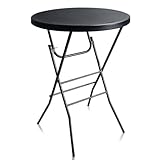 Byliable 32in Cocktail Table Black High Top Folding, Portable Bar Height Folding Table Round with Removable Carbon Black Legs, Indoor Outdoor Banquet for Parties, Commercial, Speech