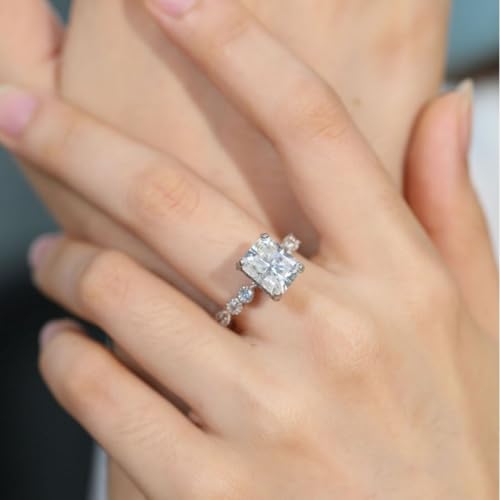 Bague en moissanite couleur D VVS1 coupe radiante d'exception - 4