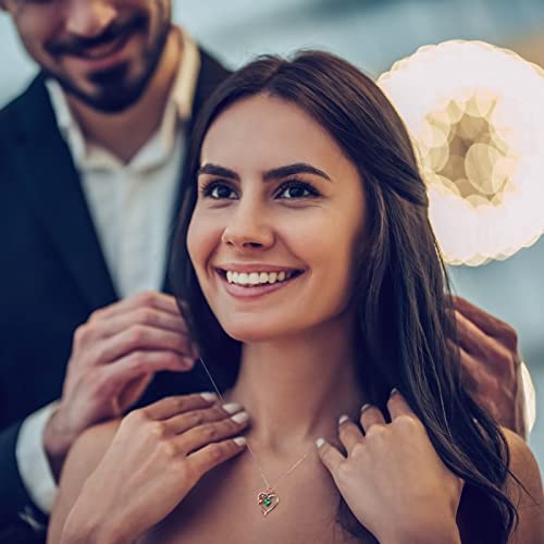 Iefil Rose Birthstone Necklace for Women, 925 Sterling Silver Natural or Created Gemstone Birthstone Necklace Anniversary Valentines Gifts for Her Mothers Day Birthday Christmas Gifts for Women Jewelry3