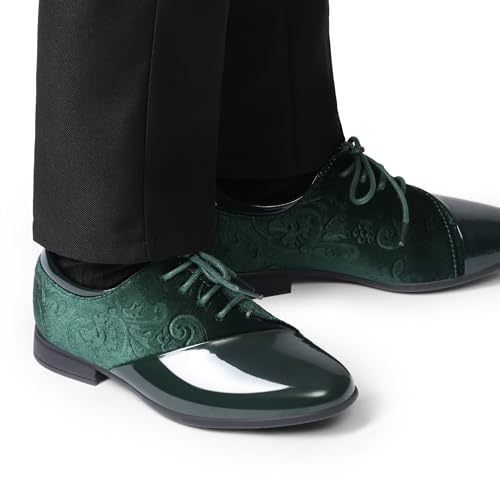 Bruno Marc Boys Dress Shoes Formal Patent Velvet Tuxedo Oxford Shoes,Size 3 Little Kid,Green,SBOX26013K by Bruno Marc - Used condition - Image 7