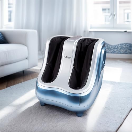GLOBAL RELAX® | VITALZEN PRO urządzenie do masażu stóp i nóg – niebieskie – ugniatanie, masaż uciskowy – masaż stref refleksyjnych stóp do złagodzenia bólu i napięcia mięśni stóp, kostek i łydek