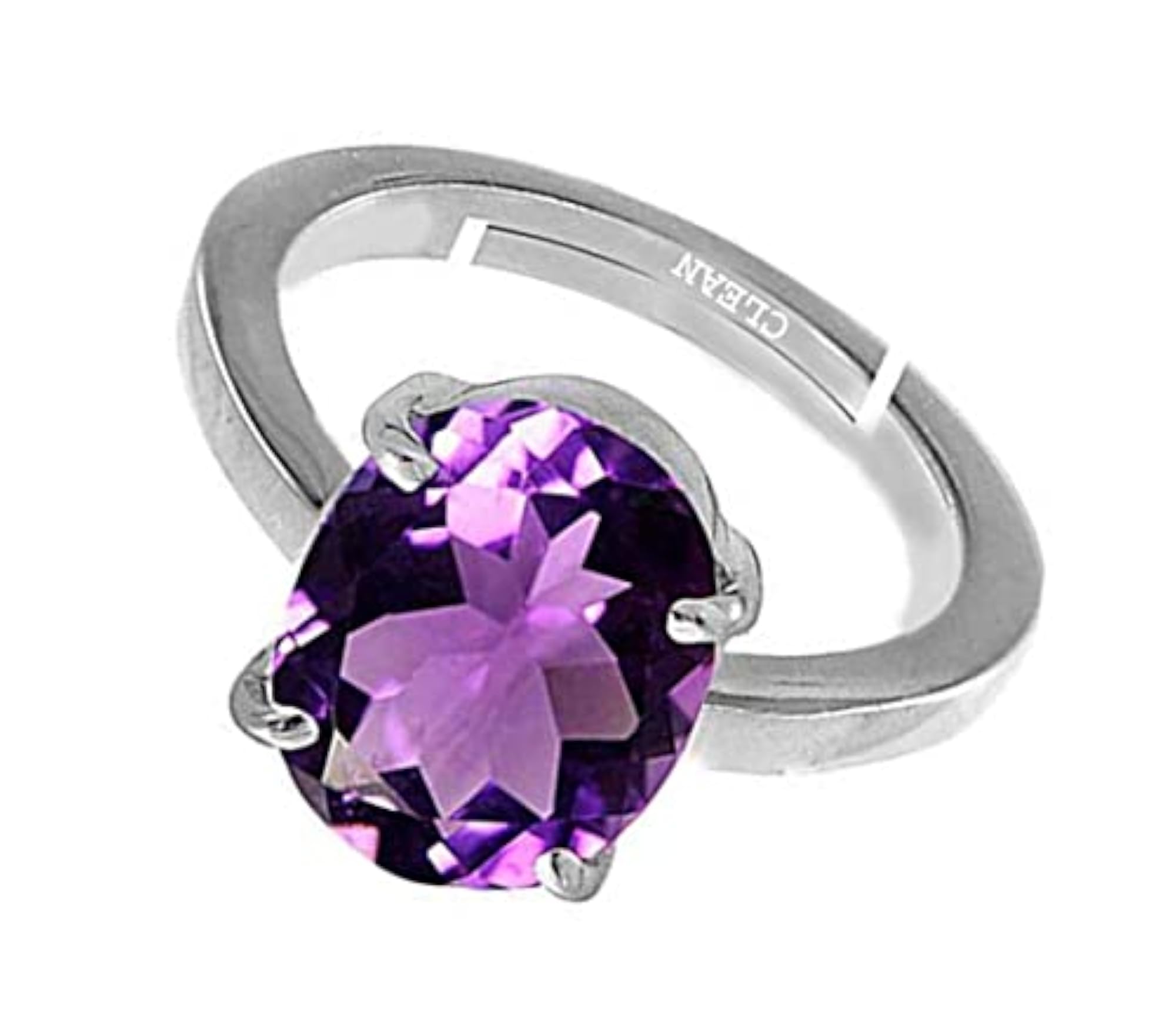 Women's Amethyst Adjustable Ring, Certified Natural Gemstone