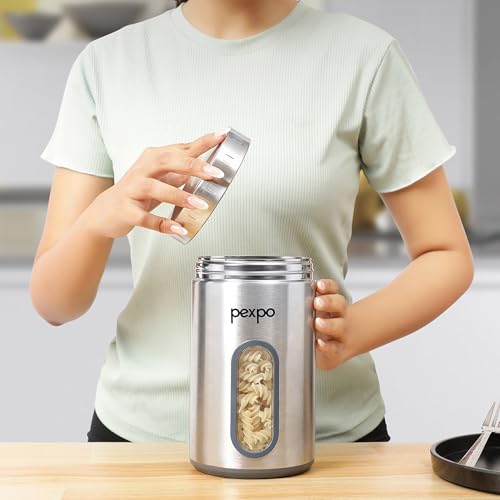Image of Go24 pexpo Freshmate Stainless Steel Container 2000ml (Set of 4) | Transparent Kitchen Storage Container | Airtight | Multipurpose | Jar for Dry Fruits, Dal, Snacks, Tea, Coffee, Sugar - Matte Finish