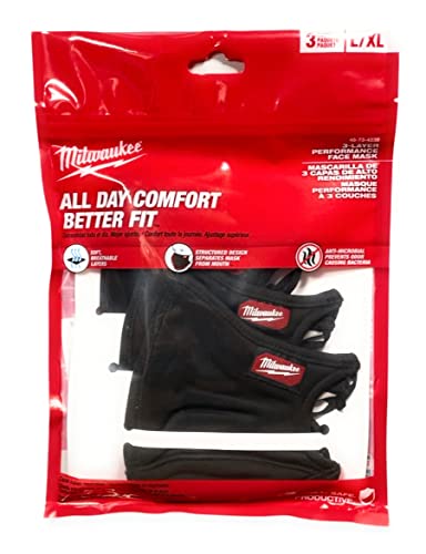 Large X-Large Black 3-Layer Reusable Performance Face Mask (3-Pack)