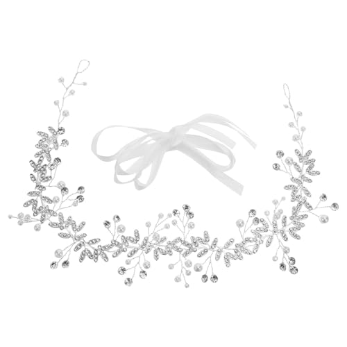 YSNOOWE Cinturón ajustable de aleación con piedras y perlas para vestido de novia, en color plata, accesorio para bodas y fotografía, para novias y damas de
