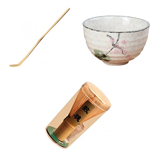 LOVIVER Ensemble De Fouet Thé Vert Matcha - Fouet + Cuillère + Bol en Lotus Blanc